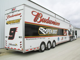 Kasey Kahne Racing Team T&E 53' Sprint Car Semi Trailer - Exterior View - Click to Launch Photo Gallery